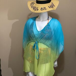 NWT Swimsuit Coverup - Lime & Turquoise - Size Large